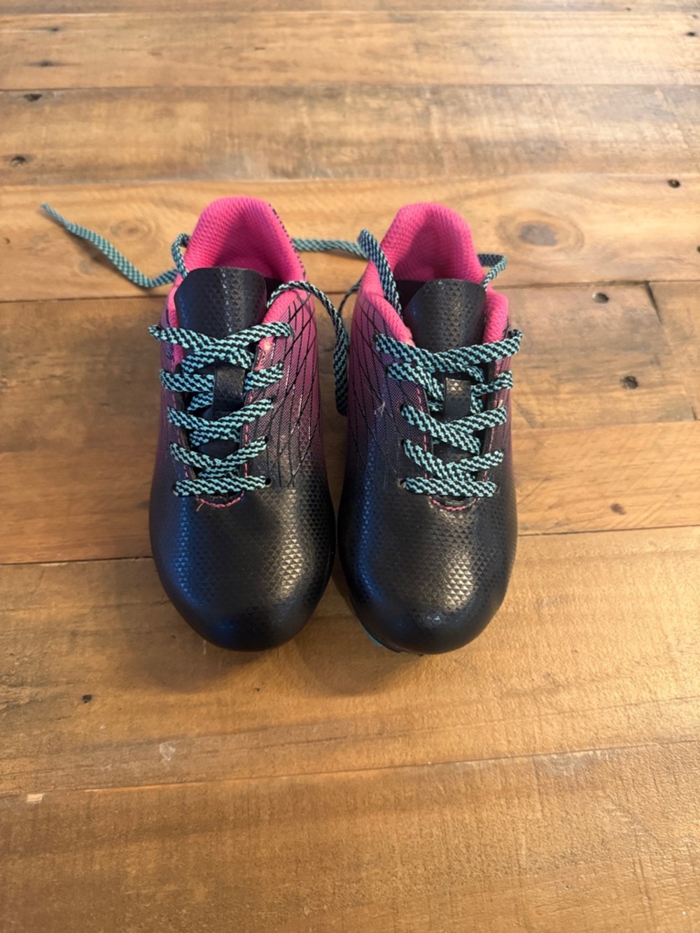 Kids Black and Pink Soccer Sneakers